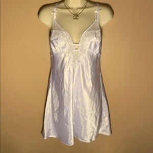 Frederick's of Hollywood Vintage Cream & White Lace Satin Mini Slip Dress